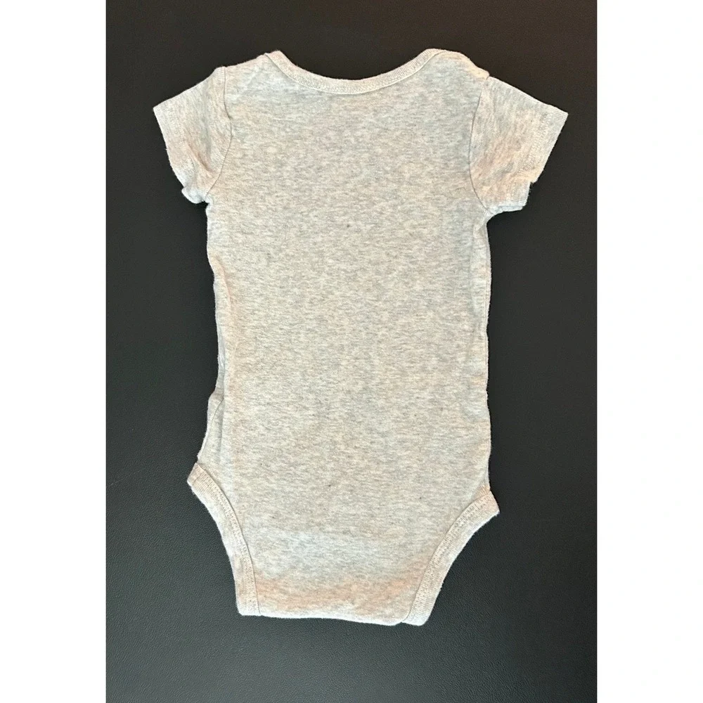 Gerber Baby Bodysuit Heather Gray Short Sleeve Cotton 3-6 Months 1346